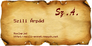 Szili Árpád névjegykártya